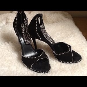 Alexander Wang Chain-embellished stud suede heel